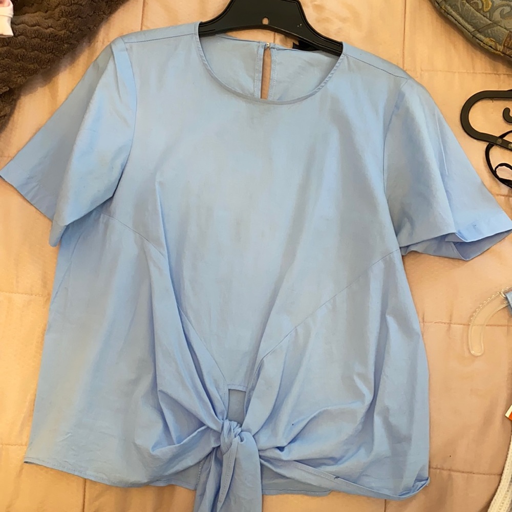 blue work shirt